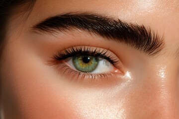 Obraz premium Closeup woman's eye, natural makeup, beauty