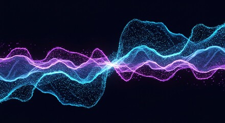 Fototapeta premium Abstract futuristic waveforms with glowing blue and purple light effects