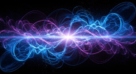 Obraz premium Abstract futuristic waveforms with glowing blue and purple light effects