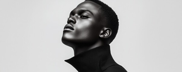 Collection of black and white close-up headshot model fashion advertising banner and background