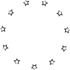 Stars round, icon, symbol, logo. Doodle sketchy brush style