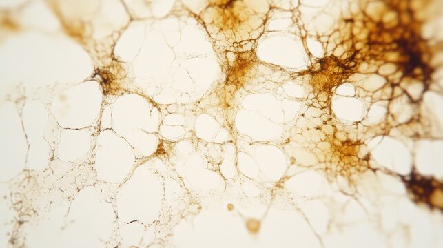 Aging cells magnified under a microscope in a research lab. Featuring the aging process and cell degeneration