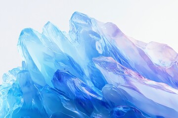 Fototapeta premium Ethereal Blue Ice Crystals with Soft Gradient on White Background