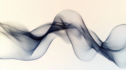 Abstract wavy lines in shades of black and grey flowing gracefully across a soft beige background