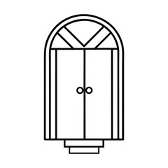 Minimalist Arched Double Door Line Art 