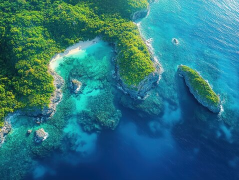 Aerial View of Tropical Paradise in Exuma Bahamas Summer Vacation