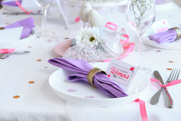 Elegant table setting for International Women's Day celebration