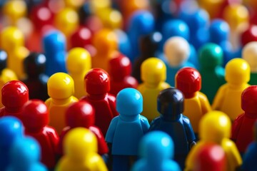 Obraz premium Colorful Toy Figures Gathered in a Crowd Displaying Diversity and Unity