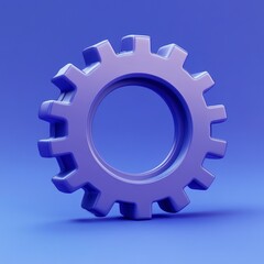 Purple Gear Icon on Blue Background for Industrial or Tech Use