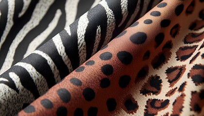 Three animal print fabrics are layered together in folds