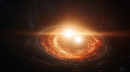 Obraz premium A binary star system emitting gravitational waves as the stars orbit each other