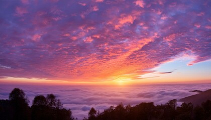 Fototapeta premium 幻想的な朝焼けの空 - 神秘的なオレンジとピンクの輝き