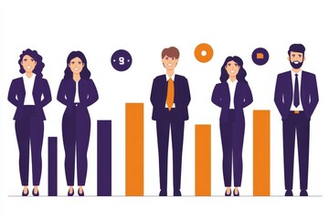 Fototapeta premium Group of Diverse Professionals with Business Graphs and Charts