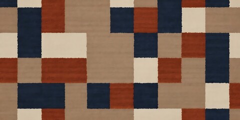 Abstract Mosaic of Earthy Tones and Bold Navy Rectangular Tilework