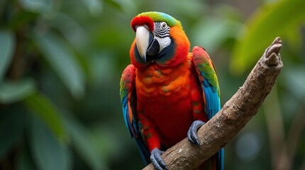 Colorful Macaw Parrot Perched on a Tropical Branch