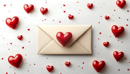Love Letter on White Table with Hearts