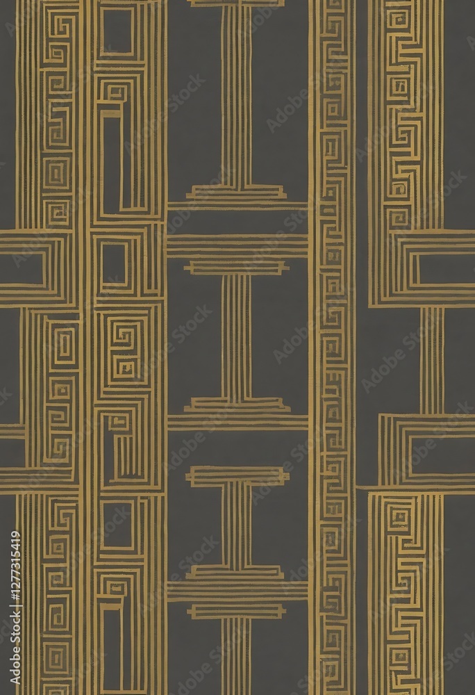 Poster elegant geometric pattern with golden lines on a dark background