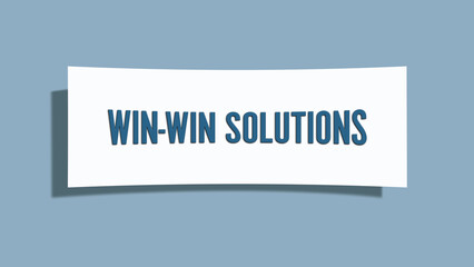 Win-Win Solutions. A card isolated on blue background.