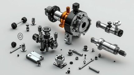 Detailed Assembly of Industrial Mechanical Parts and Components