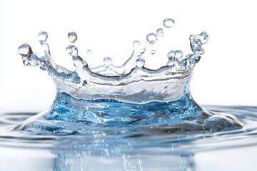 Clear Water Splash with Droplets in Bright Background