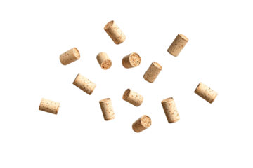 Wine corks joyfully float in the air a celebratory toast
