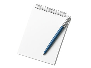 Naklejka premium Blank notepad and pen on desk, ready for ideas, notes, writing