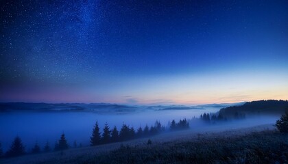 Fototapeta premium 夜明け前の幻想的なブルーアワー - 静寂に包まれた神秘の空