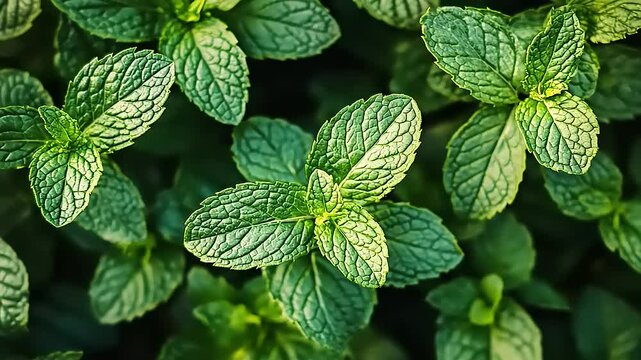 mint leaves in the garden