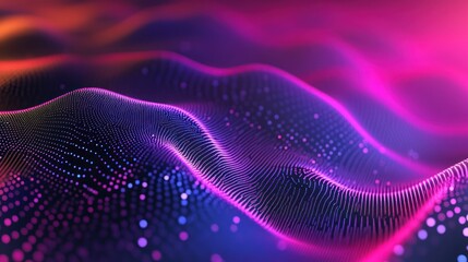 Abstract Digital Waveform: Vibrant Pink and Blue Particle Flow