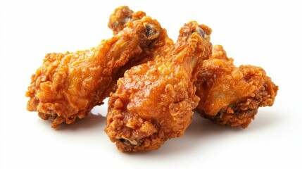 Crispy Fried Chicken Drumsticks on White Background