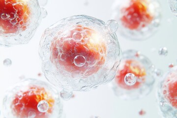Aging cells observed under laboratory conditions with magnified textures. Featuring cellular irregularity