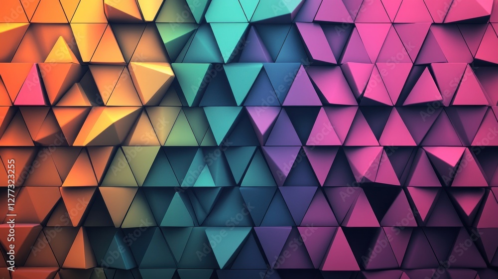 Poster abstract colorful triangular mosaic: a vibrant geometric pattern