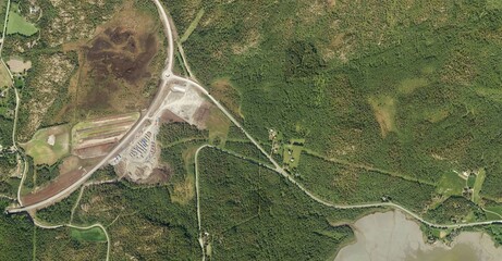 Aerial top view, earth landscape, satellite