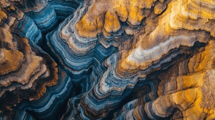 Obraz premium Aerial View of Layered Rock Formations Canyon