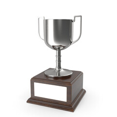 3d Isolated Render of Silver Trophy with Nameplate