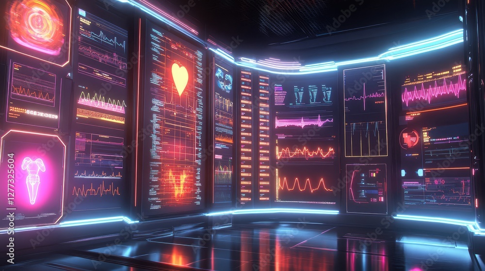 Aufkleber abstract digital concept of early detection in preventive screenings, featuring a futuristic medical