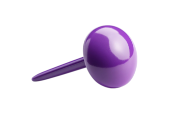 A shiny purple tack floating in space elegant and playful design