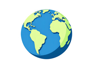 A simple globe illustration featuring blue oceans and green continents, representing the Earth's surface.