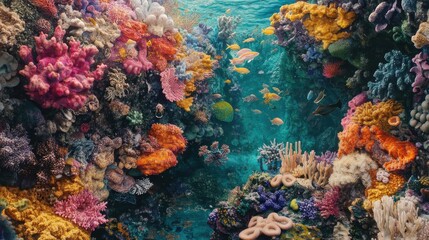 Obraz premium Vibrant Coral Reef Ecosystem With Colorful Fish