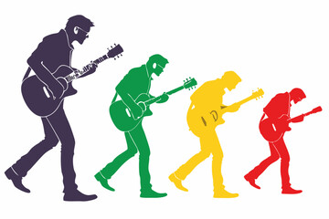 set of guitar man silhouette vector illustration