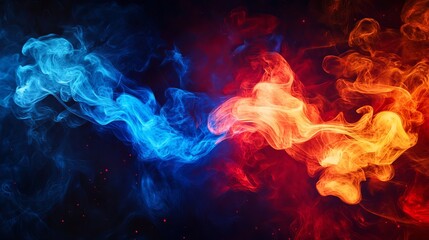 Fototapeta premium Abstract Blue and Red Smoke Design Fiery Dynamic Swirling Vibrant Energy Powerful Motion Artistic Background Texture Digital Illustration Graphic 
