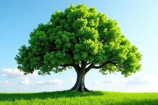 Arbol grande con hojas verdes en la mesa al aire libre, naturaleza, arboles