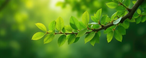 Fototapeta premium A sprawling acacia branch with many leaves and twigs, stem, branch