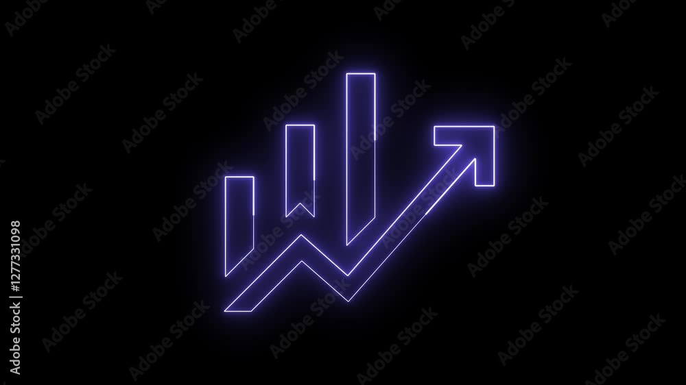 Poster animation on a virtual icon of graph with an arrow going up