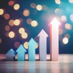 progress or development concept, Business growth, investment profit increase, arrow graph future growth plans, growing sales and revenue.