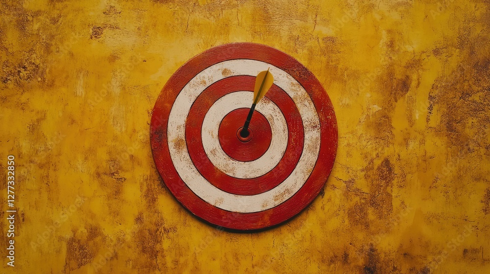 Aufkleber a simple bullseye target with a dart stuck in the center, clean background for text or design use.