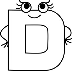 capital smiling letter D with eyes resting hands on hips