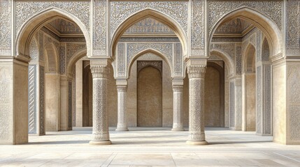 Obraz premium Elegant Architecture with Intricate Columns and Arched Windows