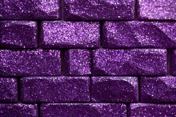 Obraz premium Purple Glitter Brick Wall Texture
