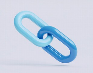 3D icon  Two interlocked links in shades of blue symbolize connection